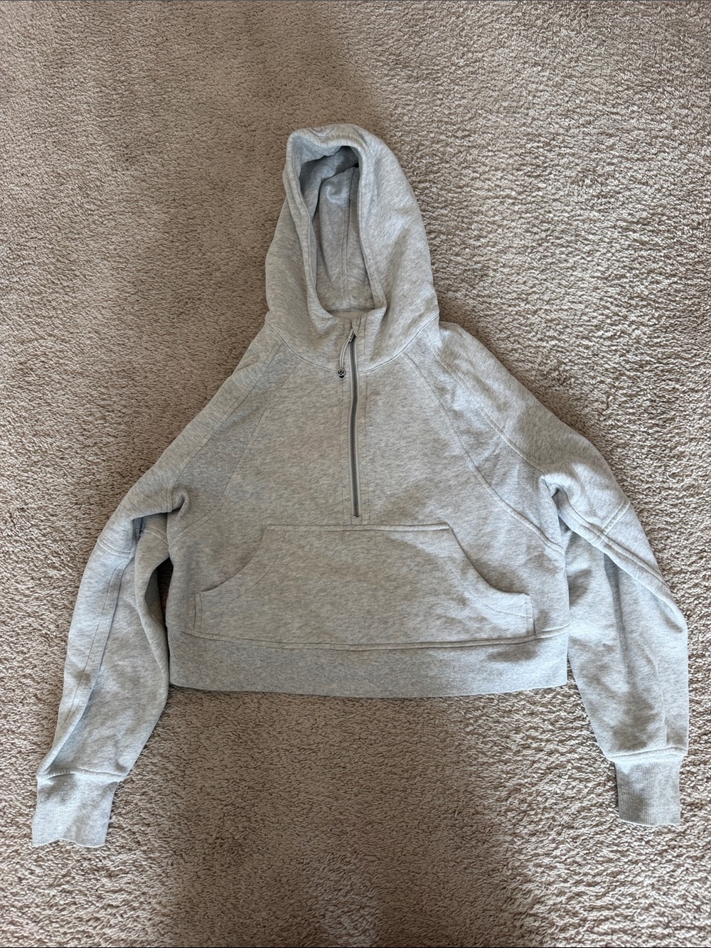lululemon athletica Light Gray Cropped Half-Zip Hoodie